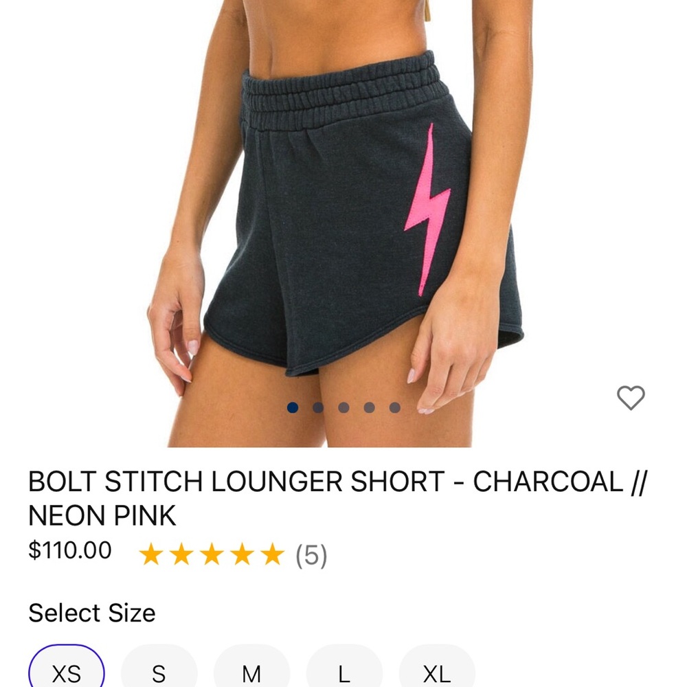 NWT Aviator Nation Bolt Stitch Lounger Shorts Charcoal with Neon Pink. XS